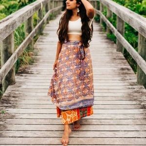 Darn Good Yard Wrap Skirt Swim Sari Silk Dress